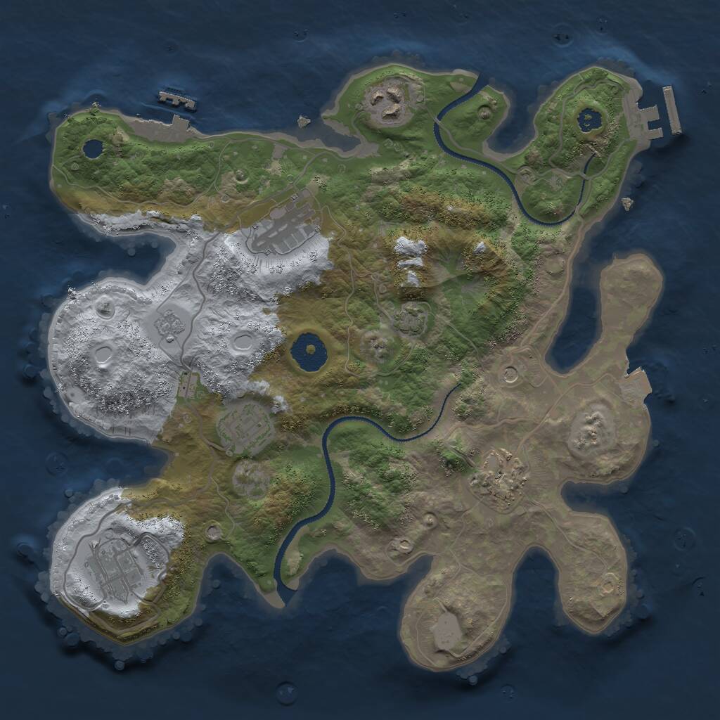 Rust Map: Procedural Map, Size: 3000, Seed: 1893944749, 11 Monuments