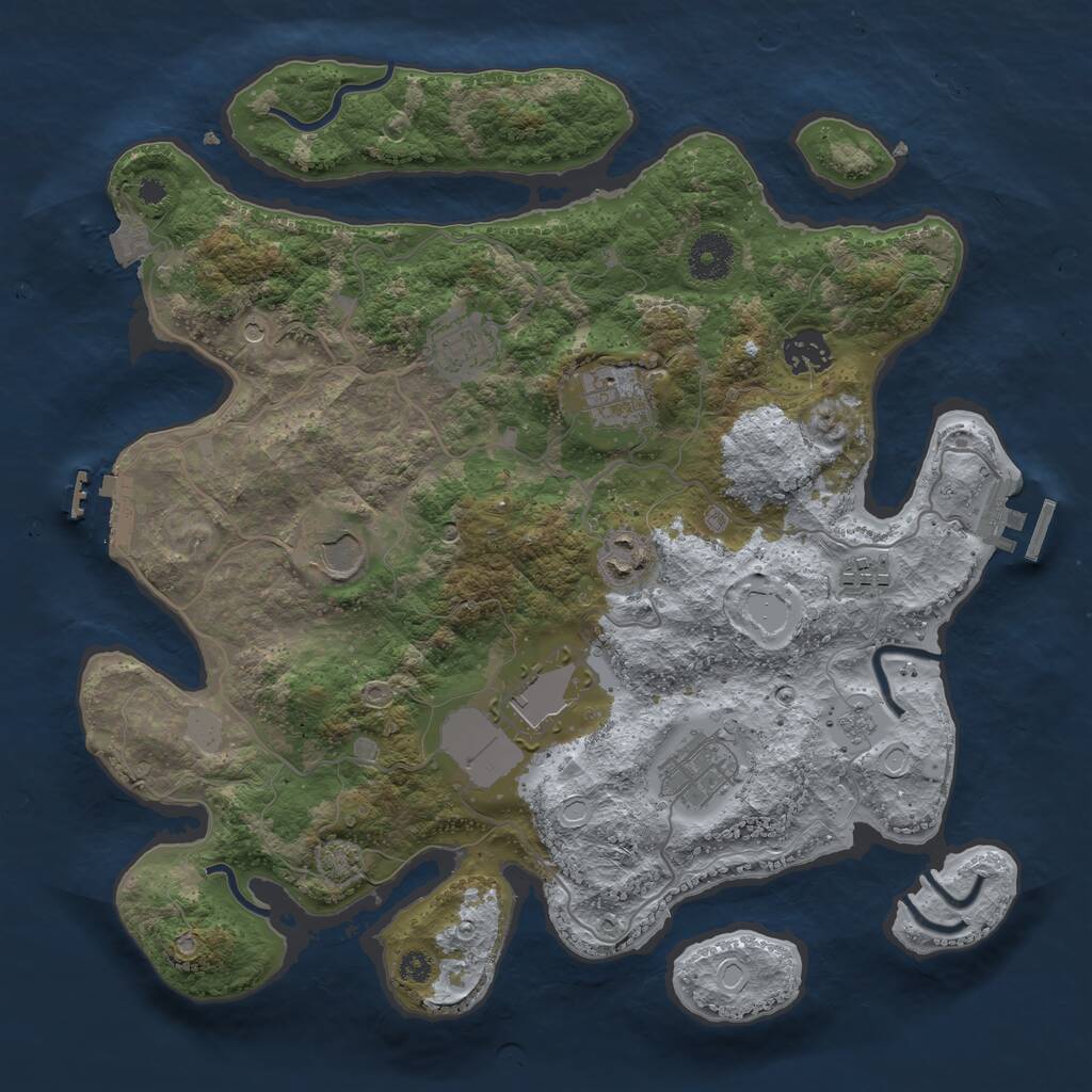 Rust Map: Procedural Map, Size: 3500, Seed: 2208, 14 Monuments