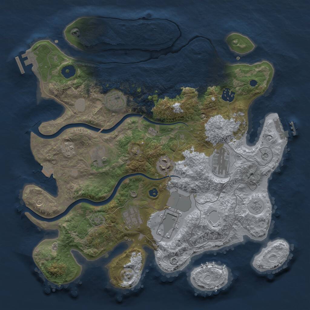 Rust Map: Procedural Map, Size: 3500, Seed: 2208, 14 Monuments