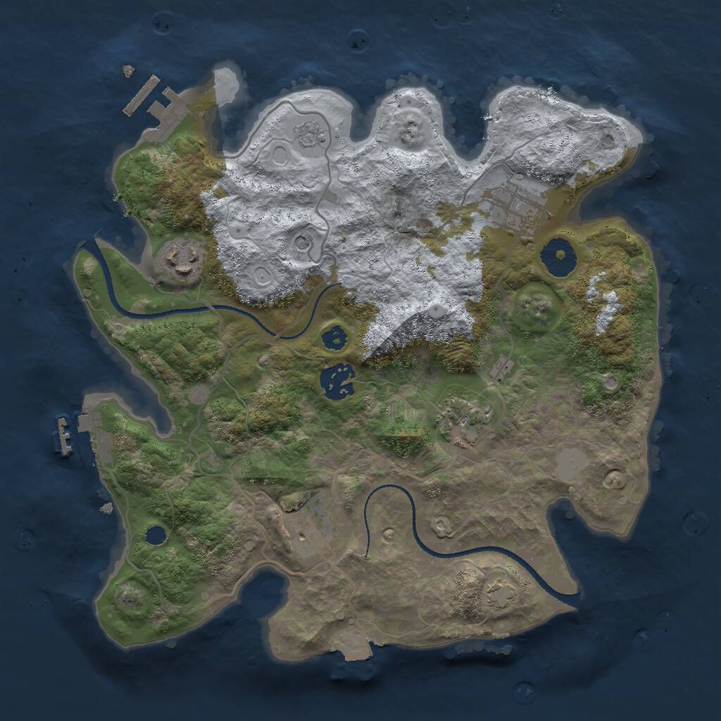 Rust Map: Procedural Map, Size: 3000, Seed: 2091048106, 11 Monuments