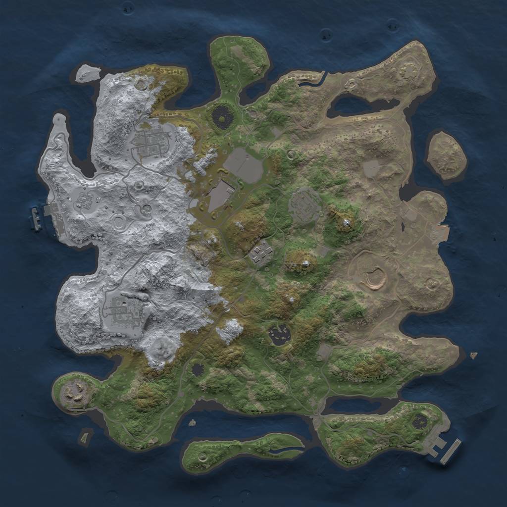 Rust Map: Procedural Map, Size: 3500, Seed: 155616045, 16 Monuments