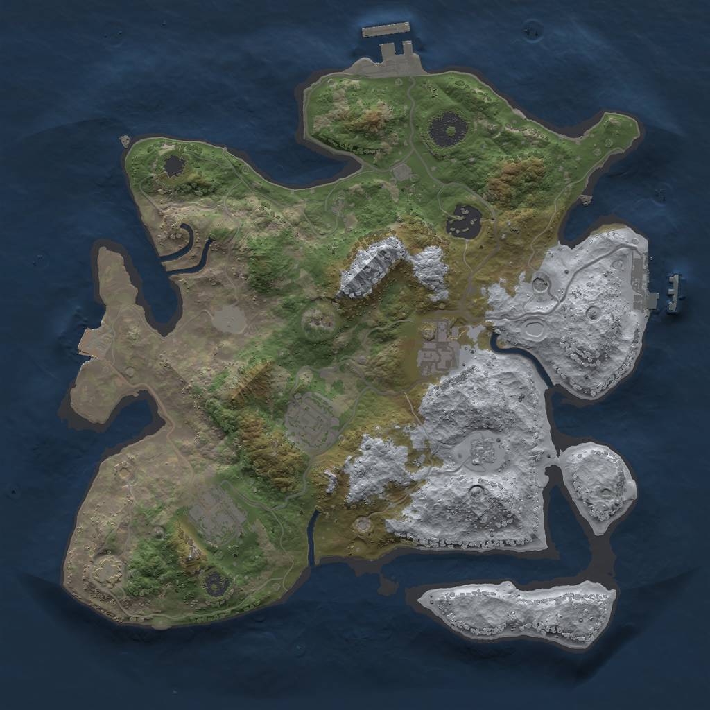 Rust Map: Procedural Map, Size: 3000, Seed: 287108, 12 Monuments