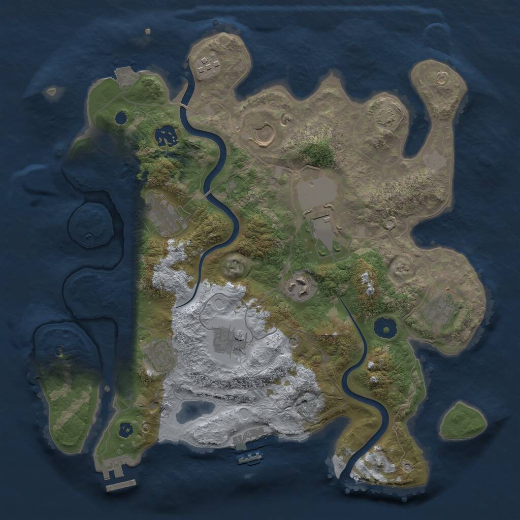 Rust Map: Procedural Map, Size: 3500, Seed: 5793801, 14 Monuments
