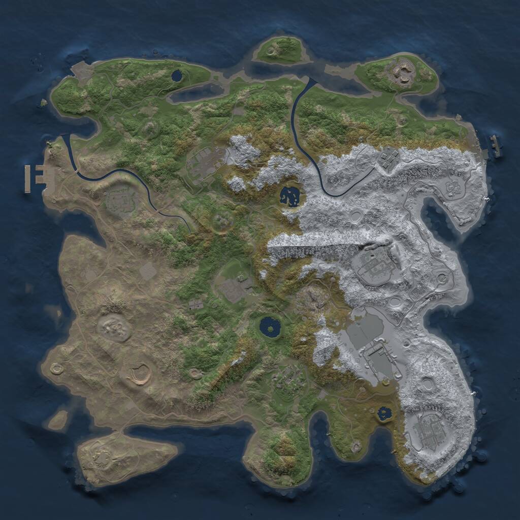 Rust Map: Procedural Map, Size: 3750, Seed: 175796, 17 Monuments