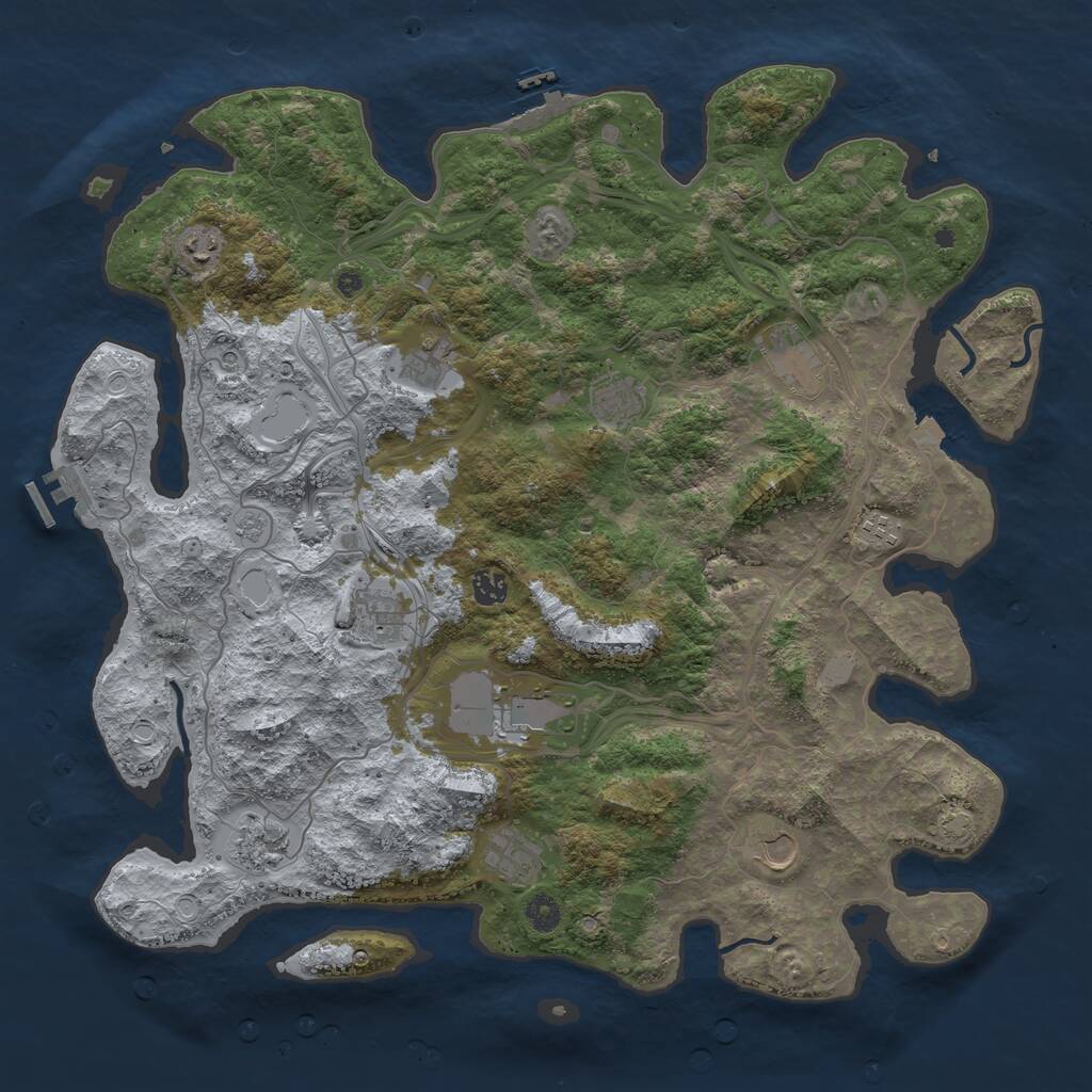 Rust Map: Procedural Map, Size: 4500, Seed: 1037790554, 17 Monuments