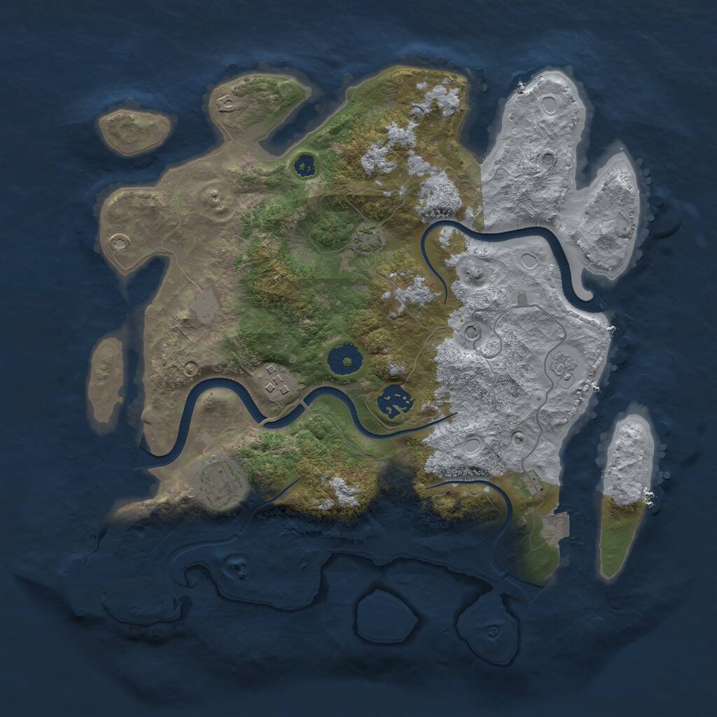 Rust Map: Procedural Map, Size: 3300, Seed: 1192262592, 8 Monuments