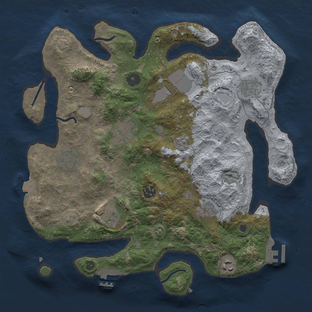 Rust Map: Procedural Map, Size: 3500, Seed: 594371906, 17 Monuments