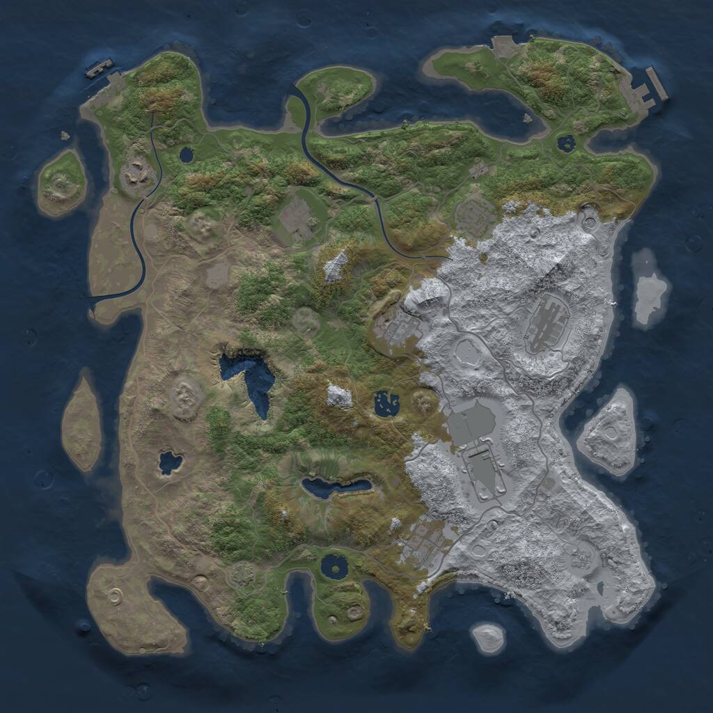 Rust Map: Procedural Map, Size: 4000, Seed: 1963546882, 14 Monuments
