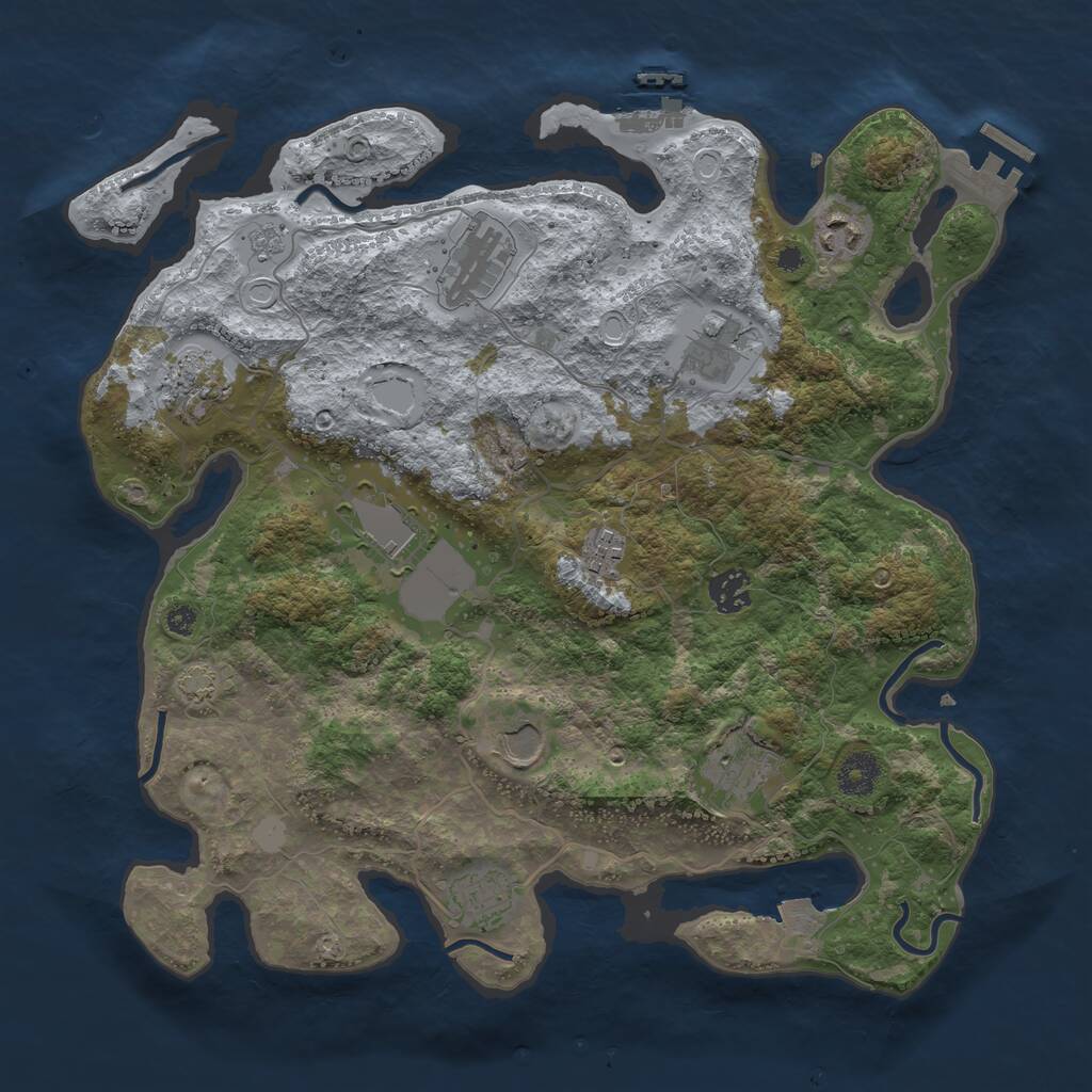 Rust Map: Procedural Map, Size: 3700, Seed: 1044996276, 15 Monuments