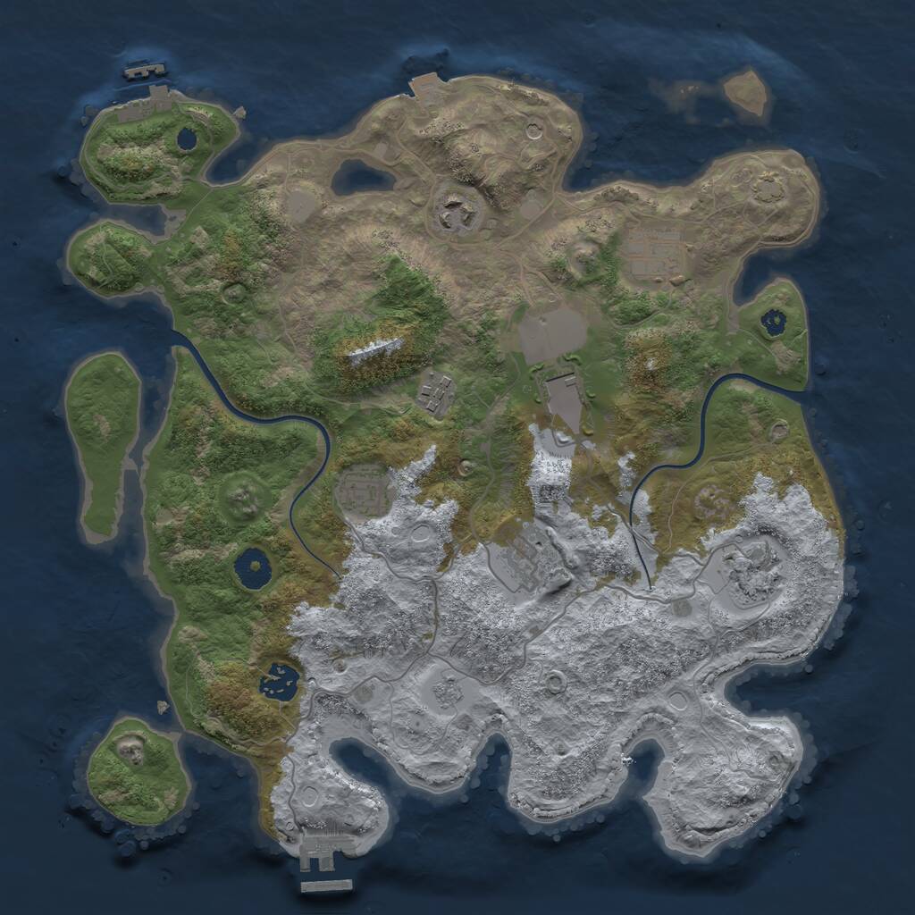 Rust Map: Procedural Map, Size: 3600, Seed: 990304, 14 Monuments