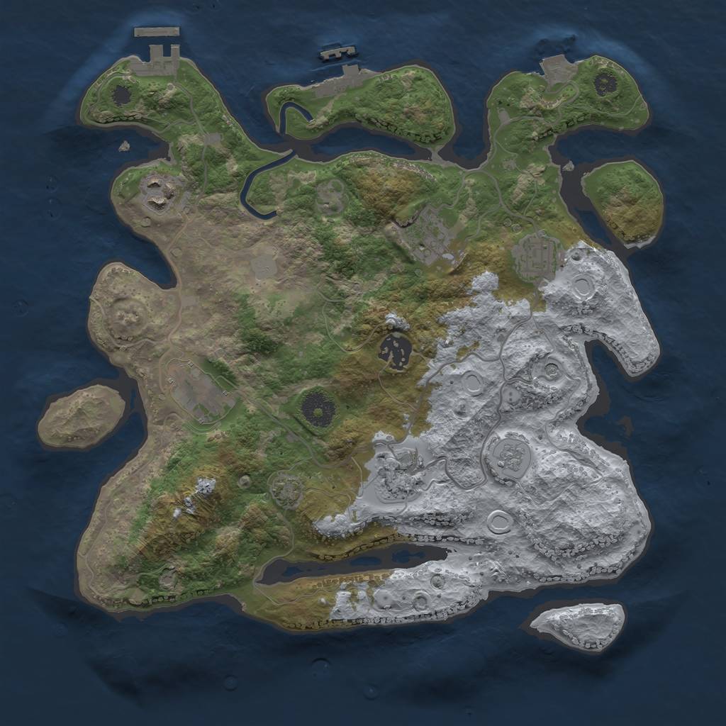 Rust Map: Procedural Map, Size: 3250, Seed: 689571696, 14 Monuments