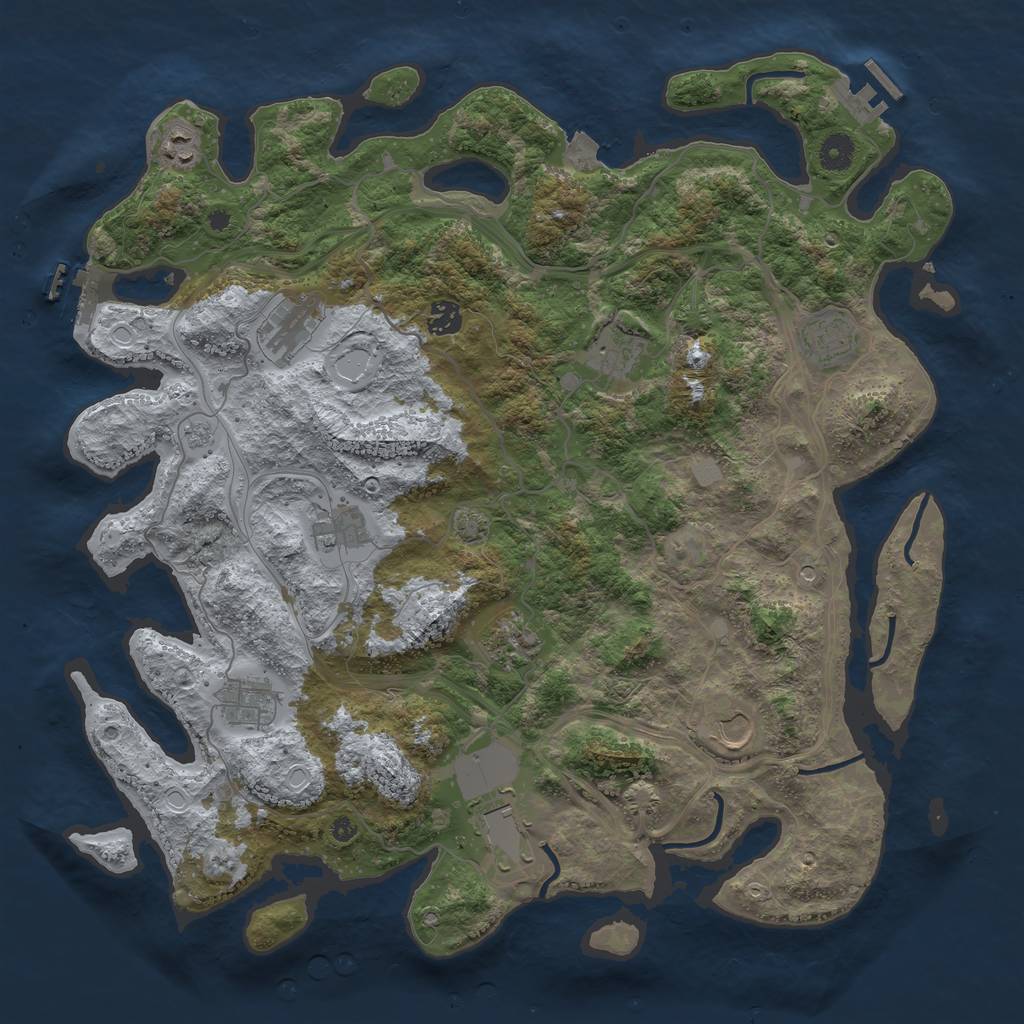 Rust Map: Procedural Map, Size: 4250, Seed: 1176570161, 18 Monuments