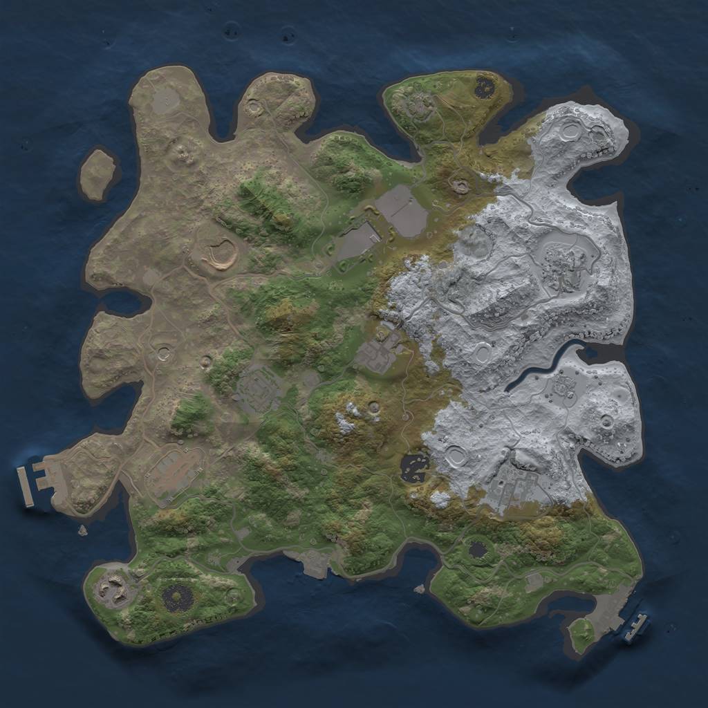 Rust Map: Procedural Map, Size: 3500, Seed: 276422417, 17 Monuments