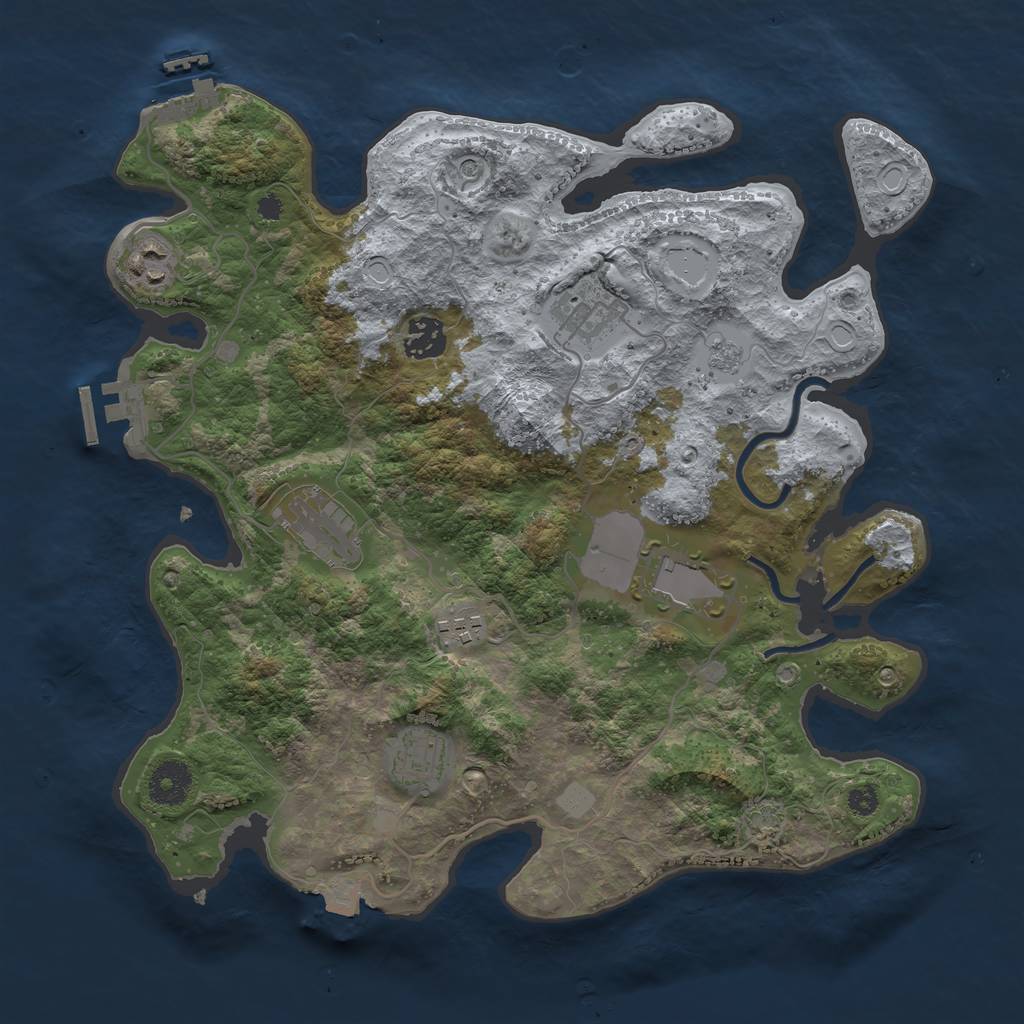 Rust Map: Procedural Map, Size: 3500, Seed: 599149565, 15 Monuments