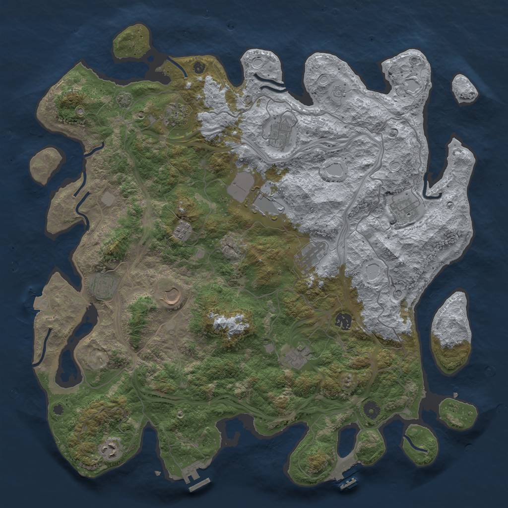 Rust Map: Procedural Map, Size: 4500, Seed: 1319810648, 19 Monuments