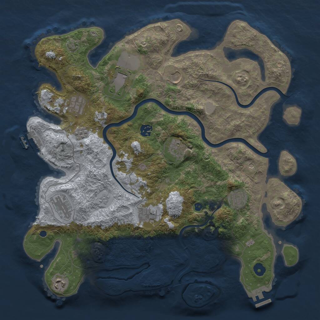 Rust Map: Procedural Map, Size: 3900, Seed: 1351051004, 16 Monuments