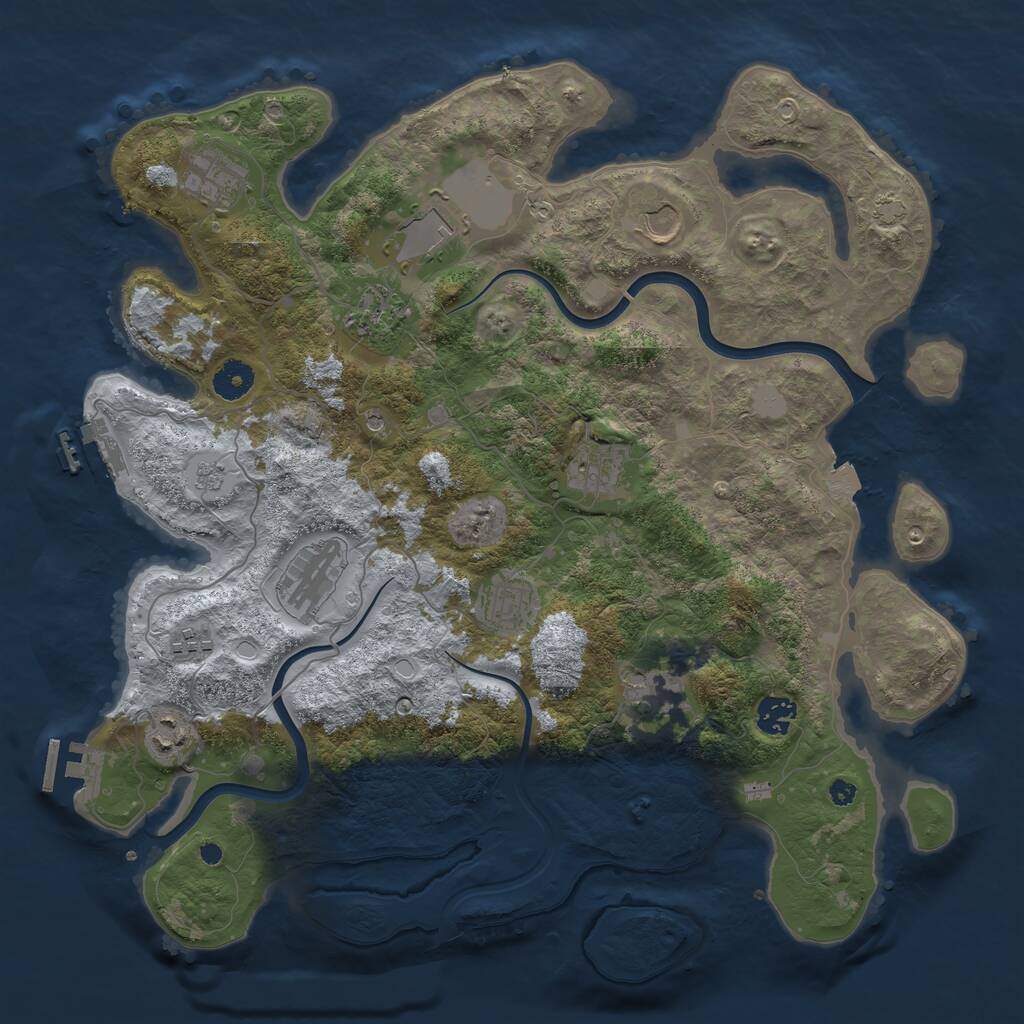 Rust Map: Procedural Map, Size: 3900, Seed: 1351051004, 17 Monuments