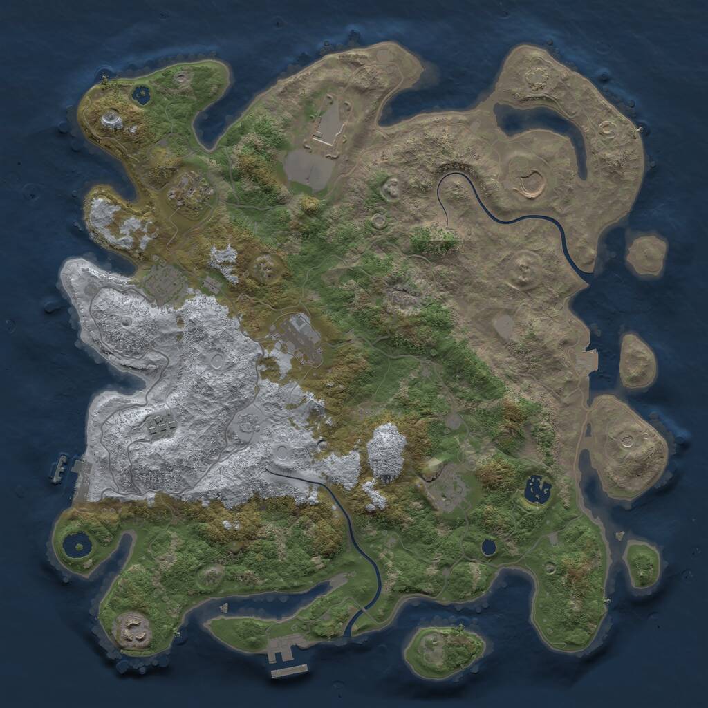 Rust Map: Procedural Map, Size: 3900, Seed: 1351051004, 15 Monuments