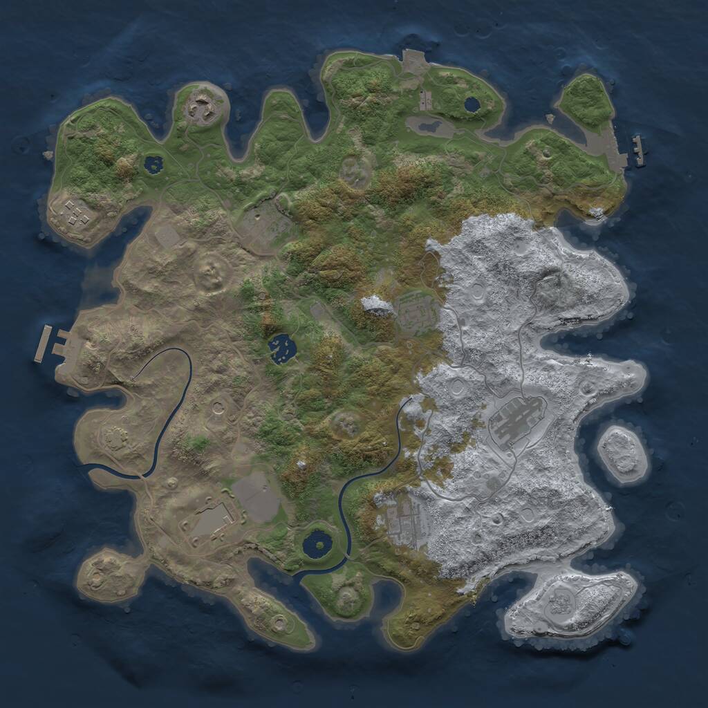 Rust Map: Procedural Map, Size: 3750, Seed: 94159441, 14 Monuments