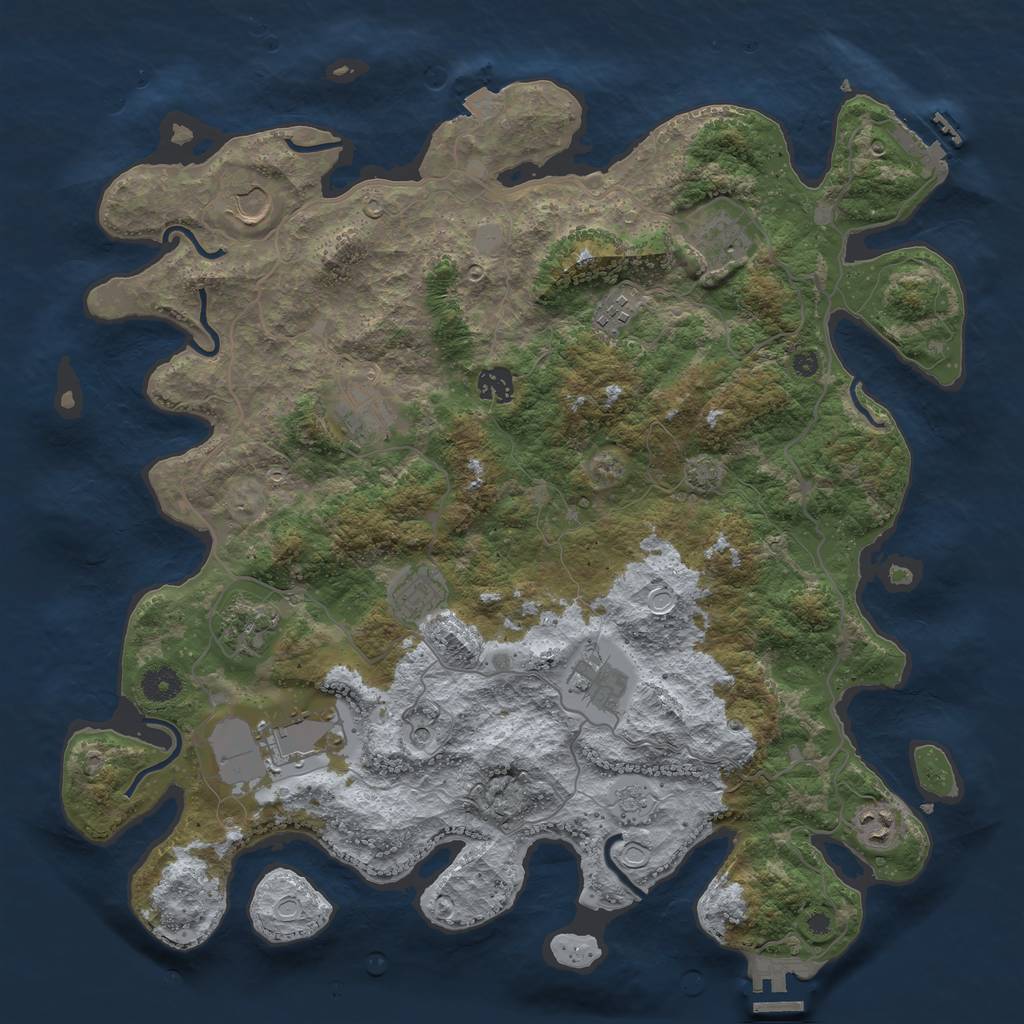 Rust Map: Procedural Map, Size: 4096, Seed: 1286710027, 18 Monuments