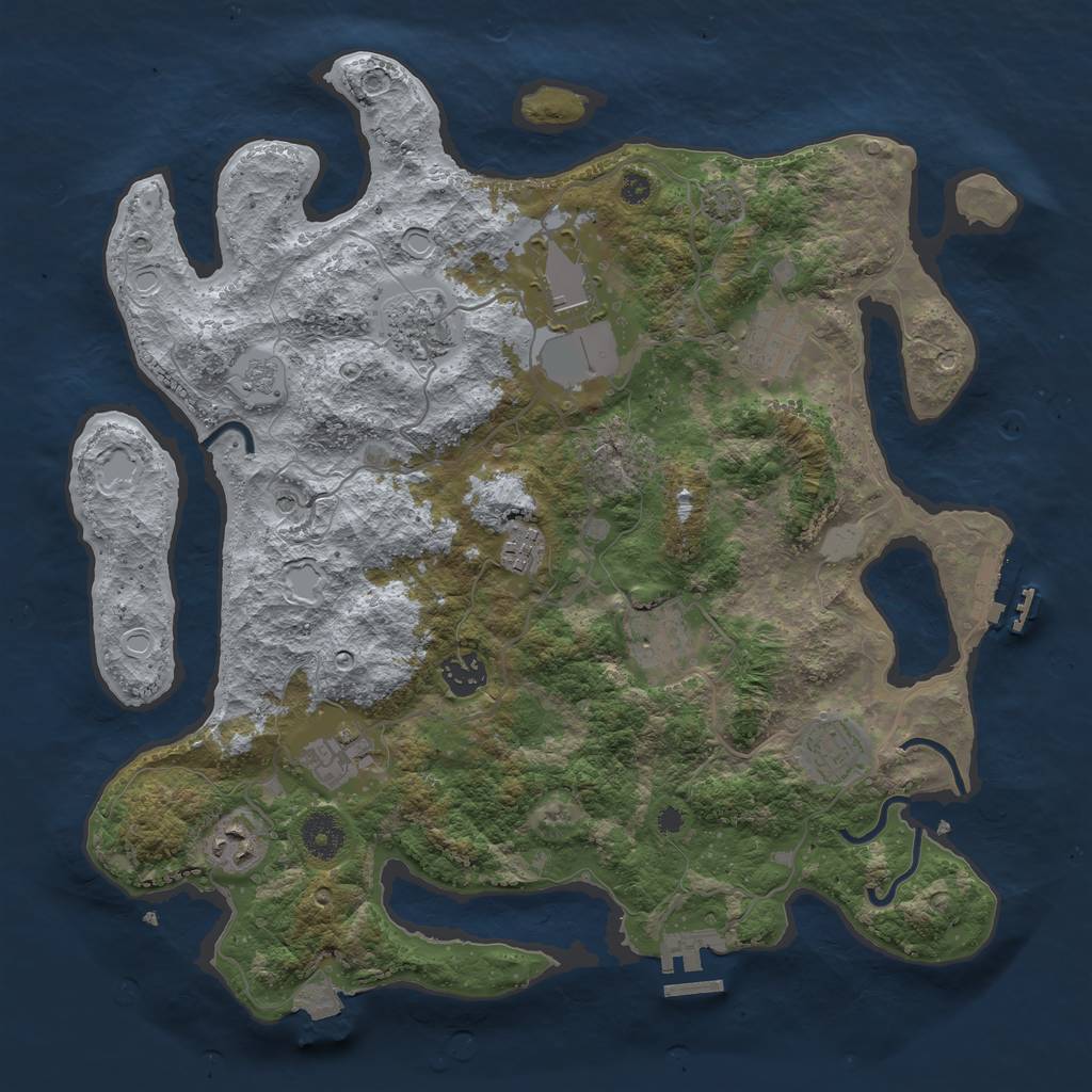 Rust Map: Procedural Map, Size: 3700, Seed: 998113, 17 Monuments