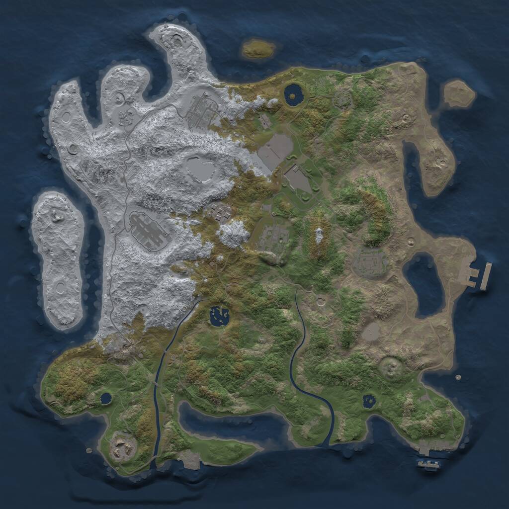 Rust Map: Procedural Map, Size: 3700, Seed: 998113, 14 Monuments