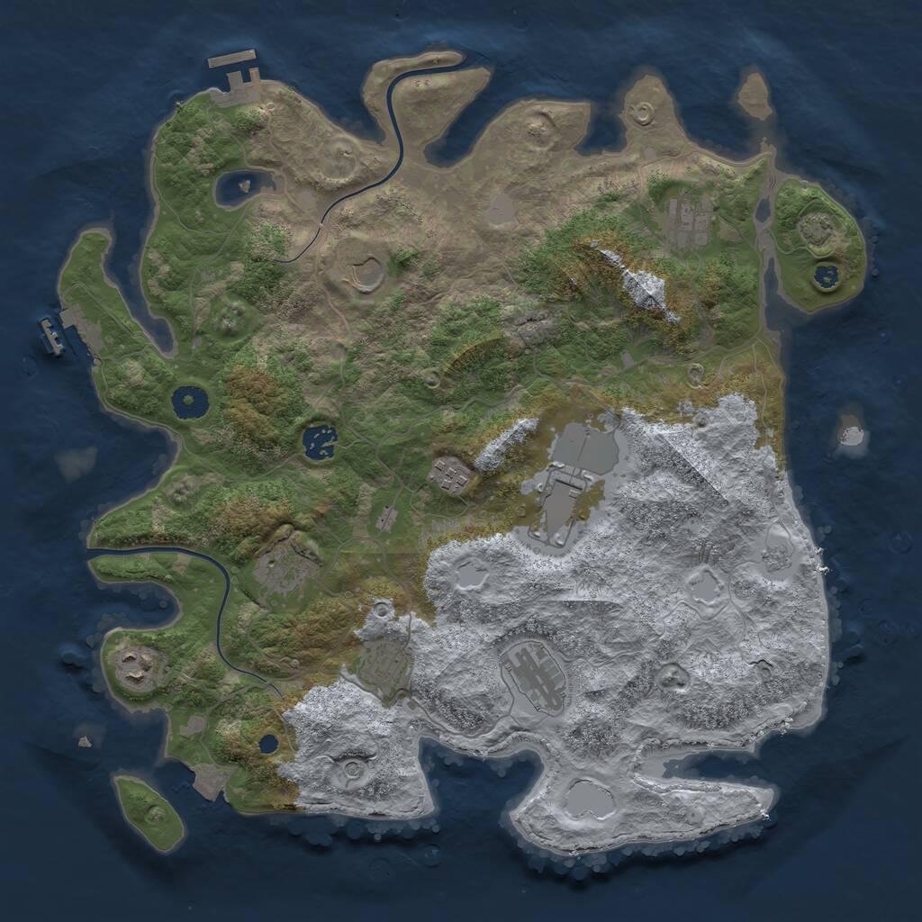 Rust Map: Procedural Map, Size: 3900, Seed: 323852905, 15 Monuments