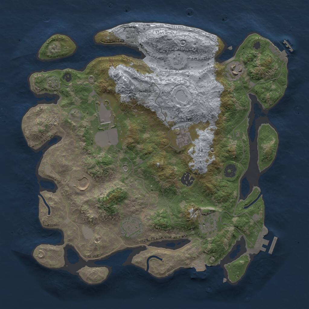 Rust Map: Procedural Map, Size: 3500, Seed: 70776767, 14 Monuments