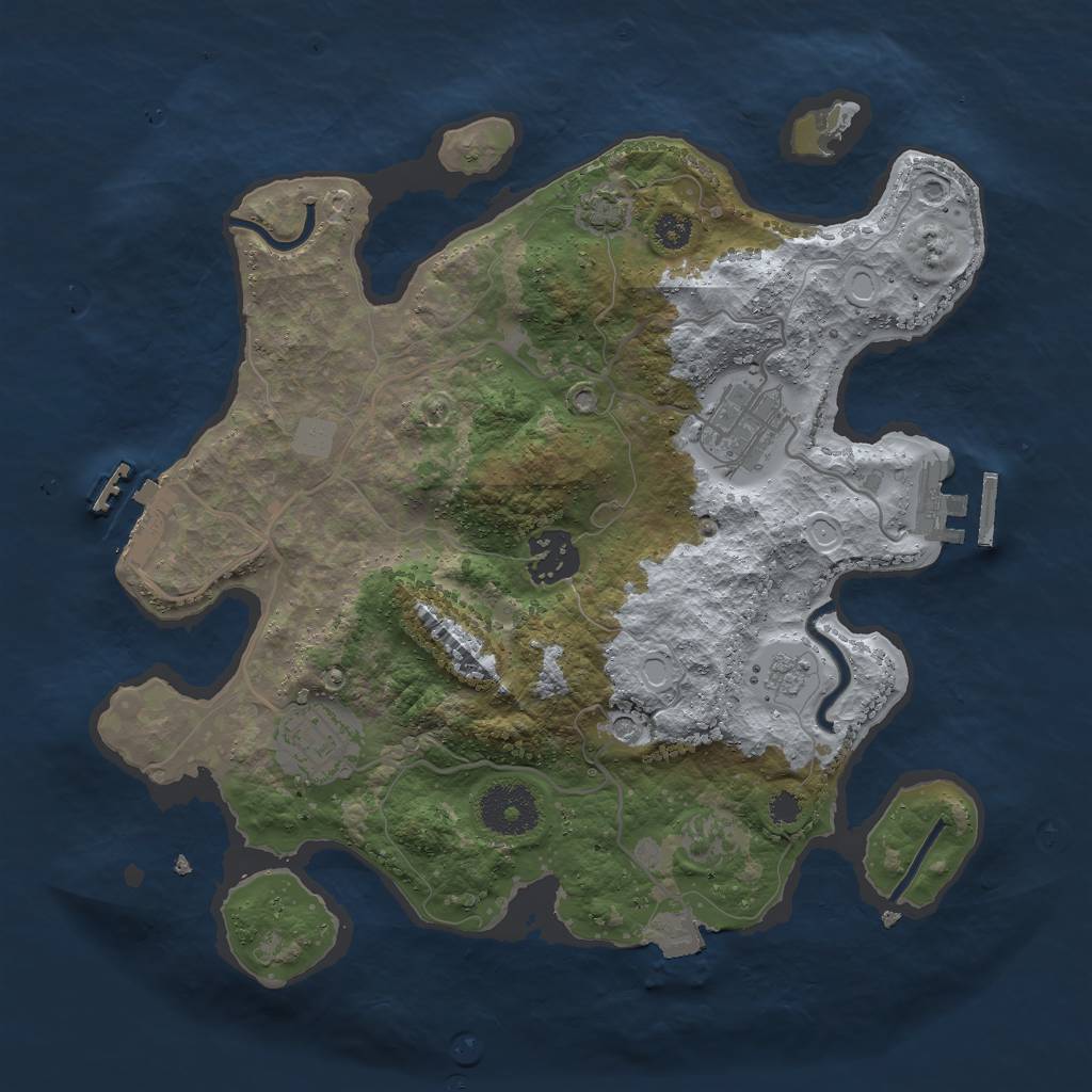 Rust Map: Procedural Map, Size: 3000, Seed: 143999502, 11 Monuments