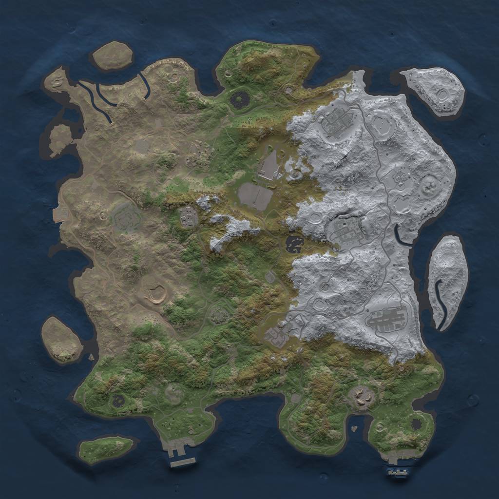 Rust Map: Procedural Map, Size: 4000, Seed: 1046952180, 19 Monuments