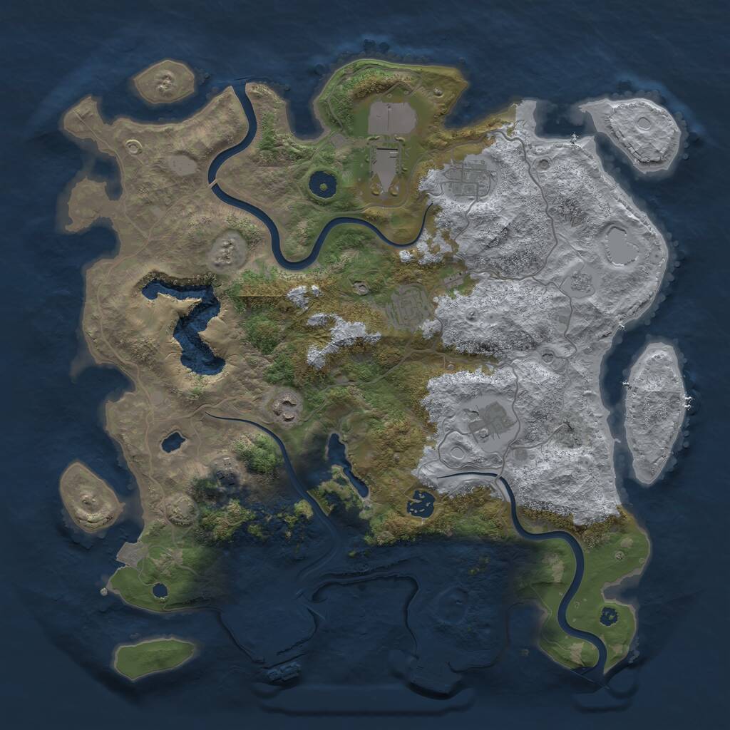 Rust Map: Procedural Map, Size: 4000, Seed: 1046952180, 13 Monuments