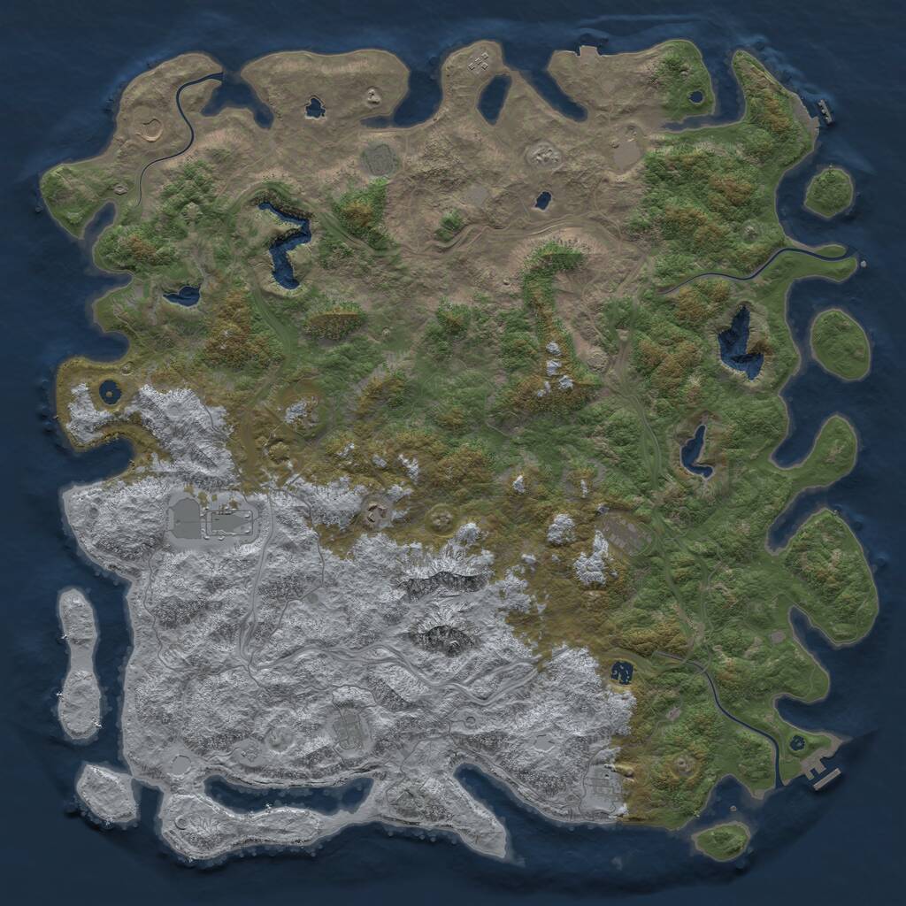 Rust Map: Procedural Map, Size: 6000, Seed: 113501587, 17 Monuments