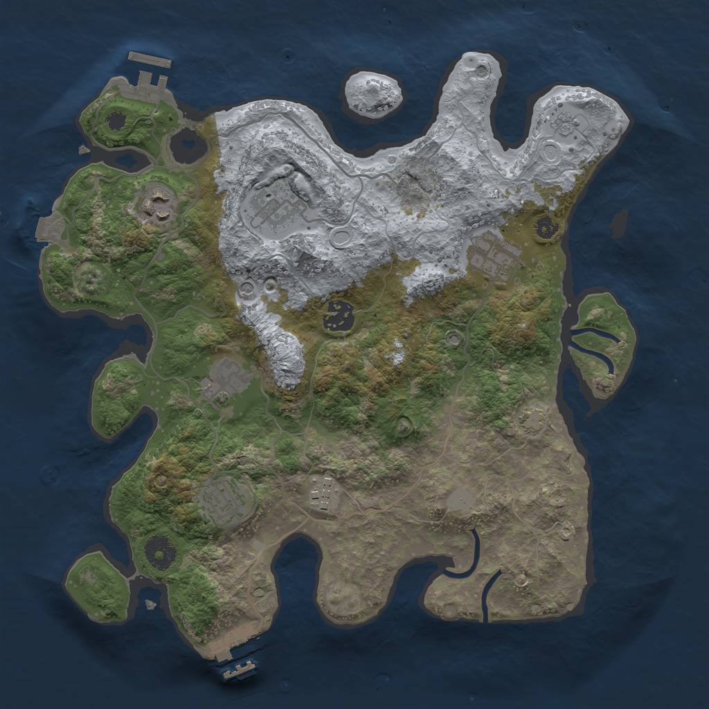 Rust Map: Procedural Map, Size: 3311, Seed: 1, 15 Monuments