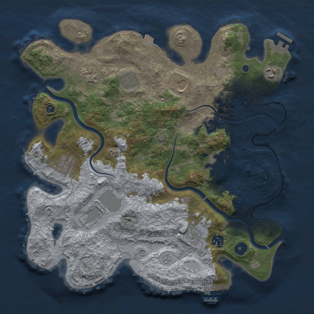 Rust Map: Procedural Map, Size: 3750, Seed: 378215, 16 Monuments