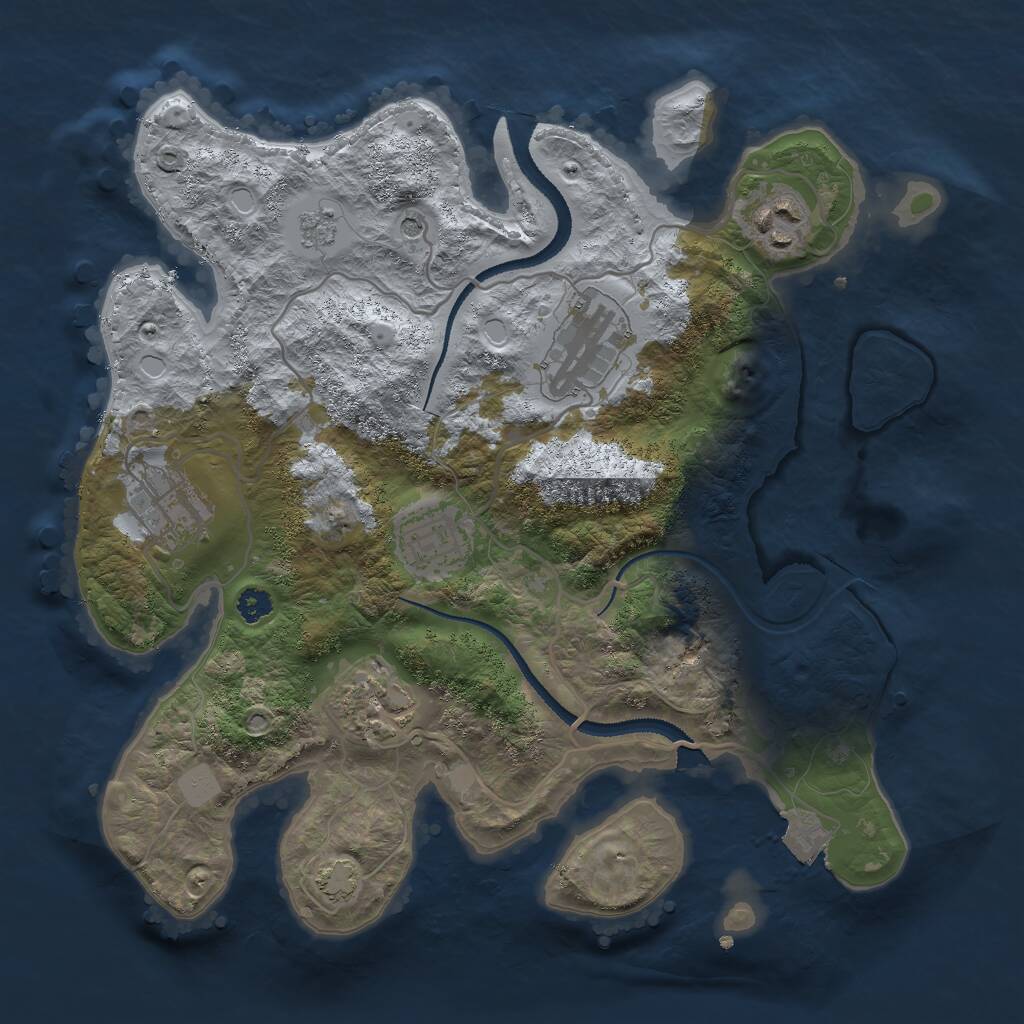 Rust Map: Procedural Map, Size: 3000, Seed: 1111896435, 9 Monuments