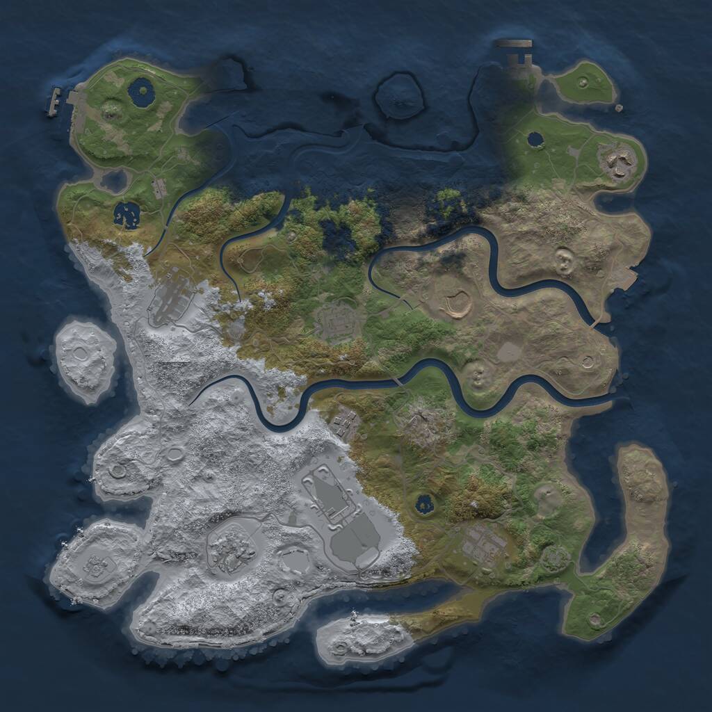 Rust Map: Procedural Map, Size: 3850, Seed: 558966914, 15 Monuments