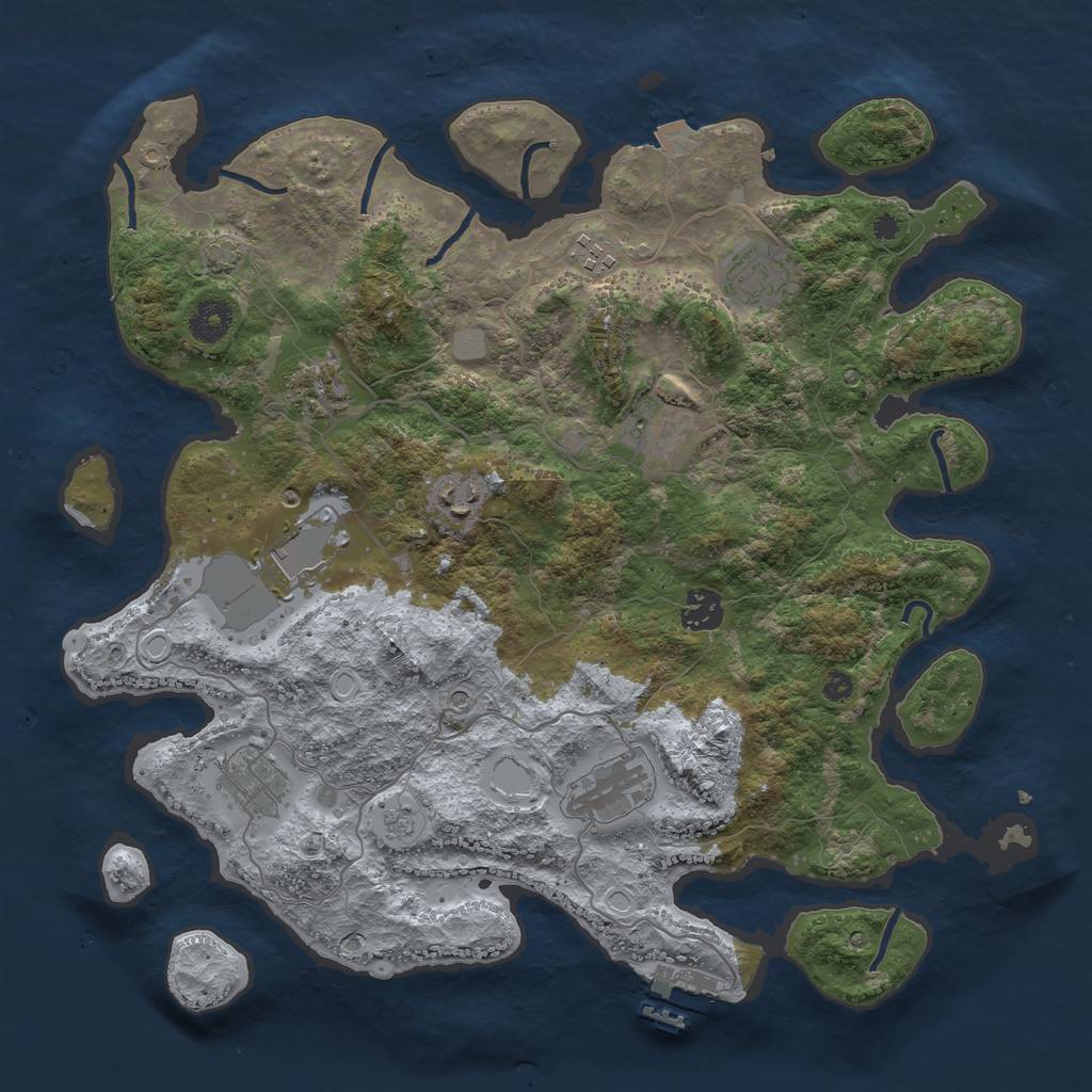 Rust Map: Procedural Map, Size: 3750, Seed: 855270990, 16 Monuments