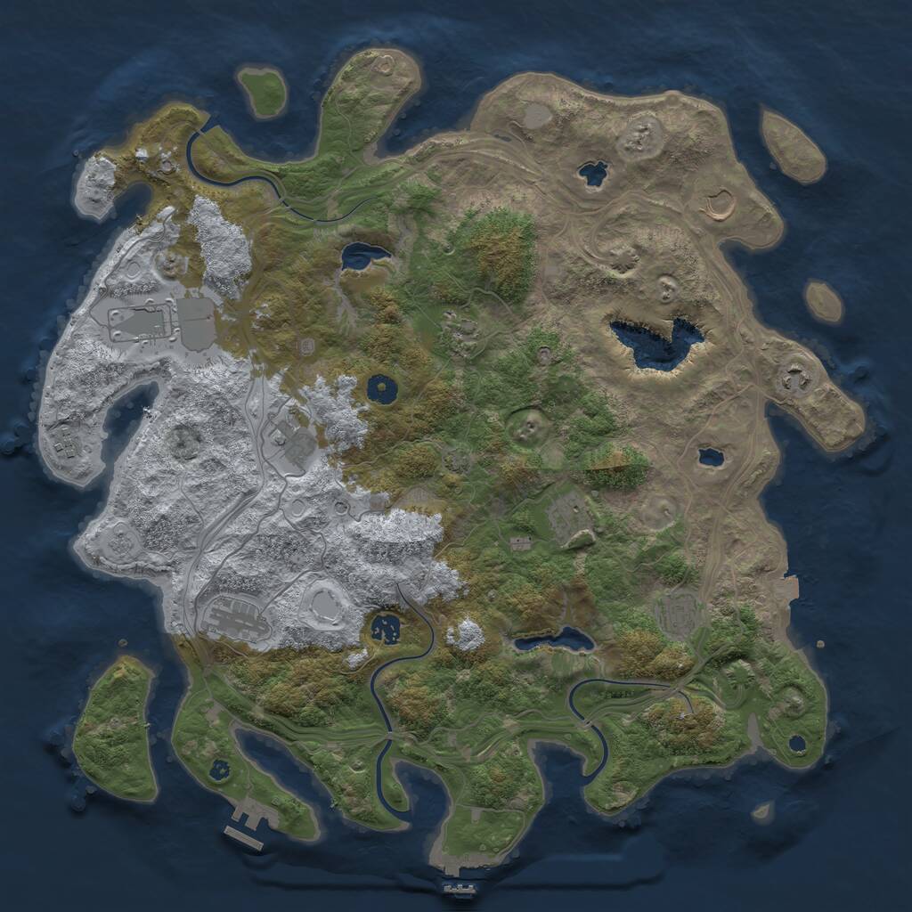 Rust Map: Procedural Map, Size: 4500, Seed: 656303849, 16 Monuments