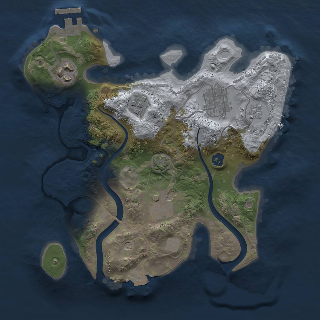 Rust Map: Procedural Map, Size: 2500, Seed: 38812, 9 Monuments