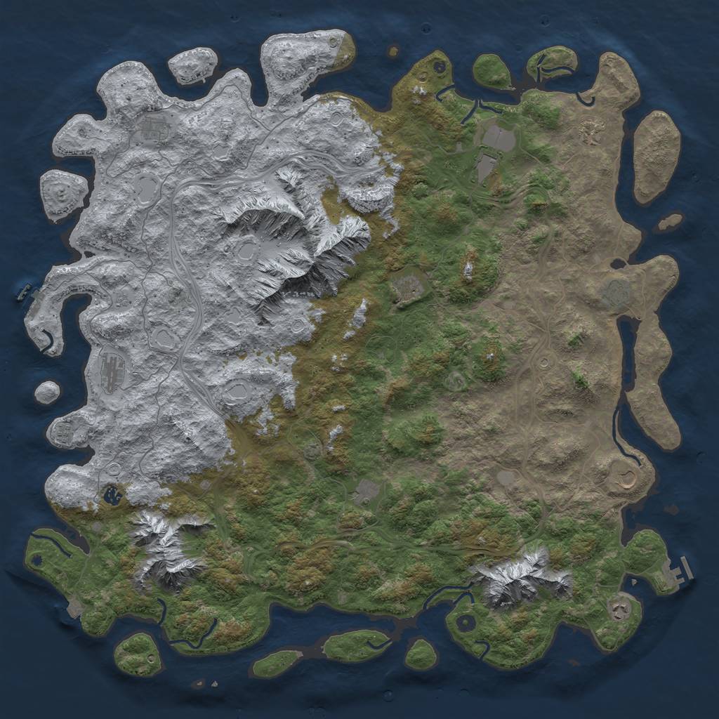 Rust Map: Procedural Map, Size: 6000, Seed: 609755925, 19 Monuments
