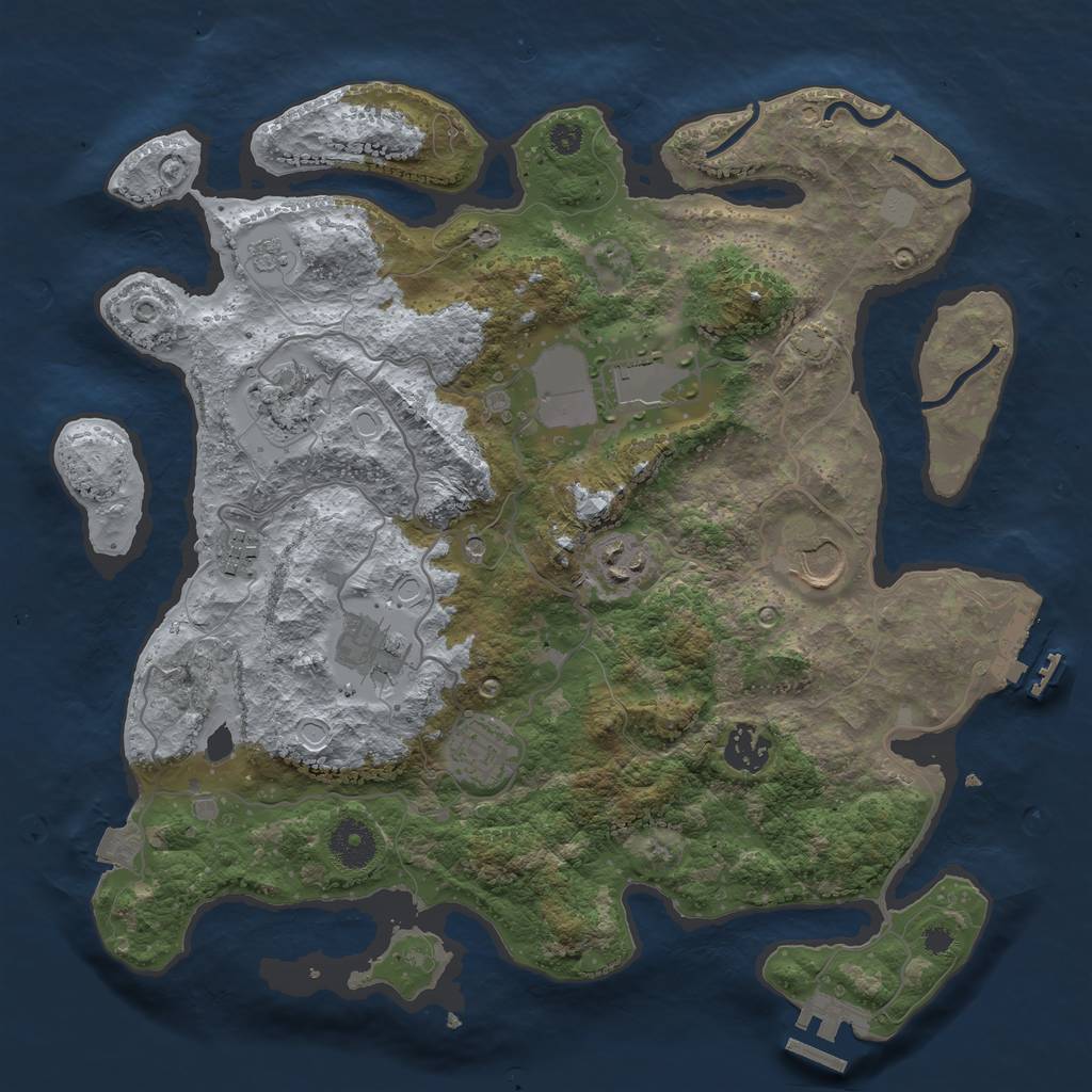 Rust Map: Procedural Map, Size: 3500, Seed: 922402294, 16 Monuments