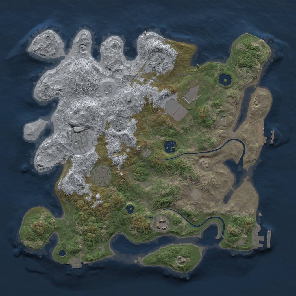 Rust Map: Procedural Map, Size: 3500, Seed: 1162702406, 13 Monuments