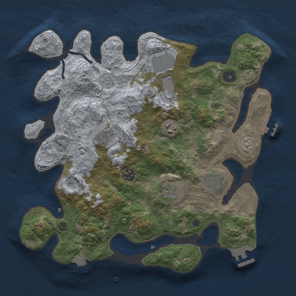 Rust Map: Procedural Map, Size: 3500, Seed: 1162702406, 14 Monuments