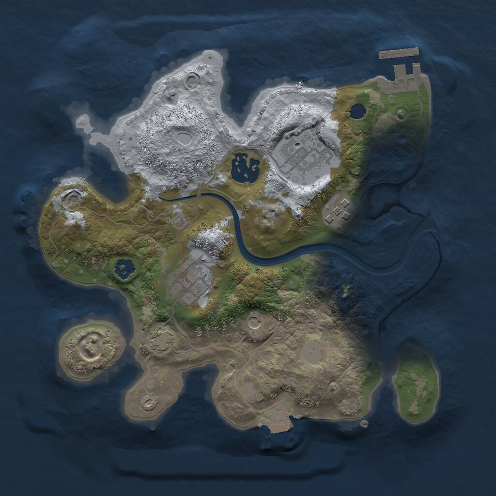 Rust Map: Procedural Map, Size: 2500, Seed: 1157440103, 8 Monuments