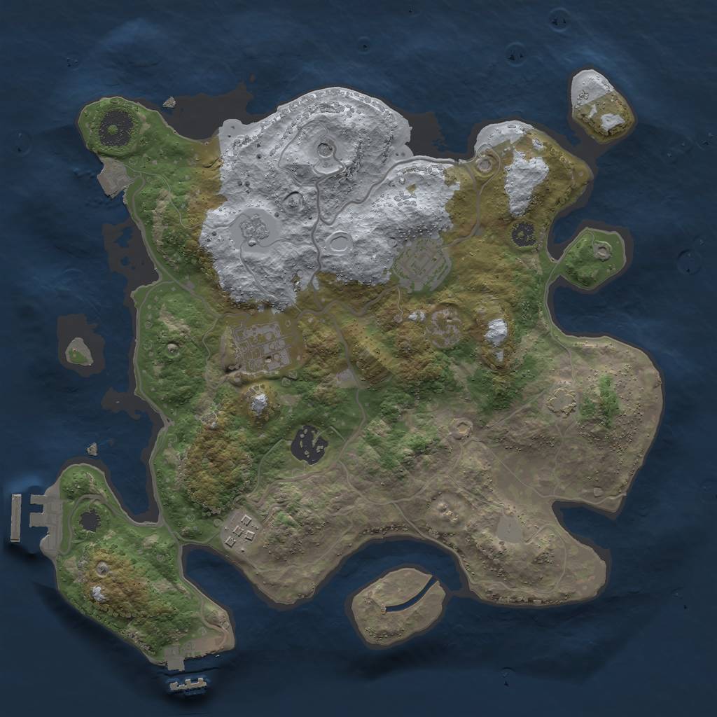 Rust Map: Procedural Map, Size: 3000, Seed: 1244295180, 12 Monuments