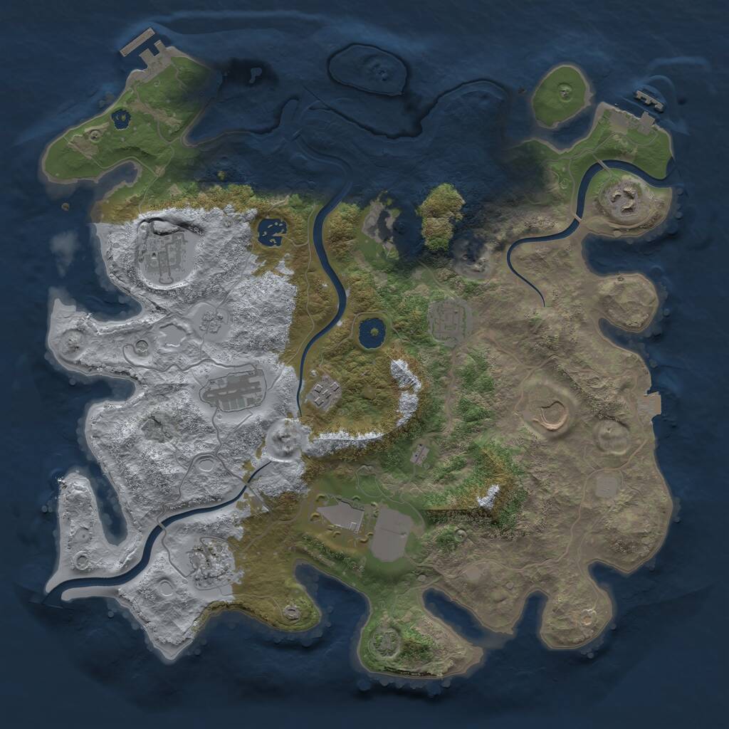 Rust Map: Procedural Map, Size: 3750, Seed: 48671, 16 Monuments