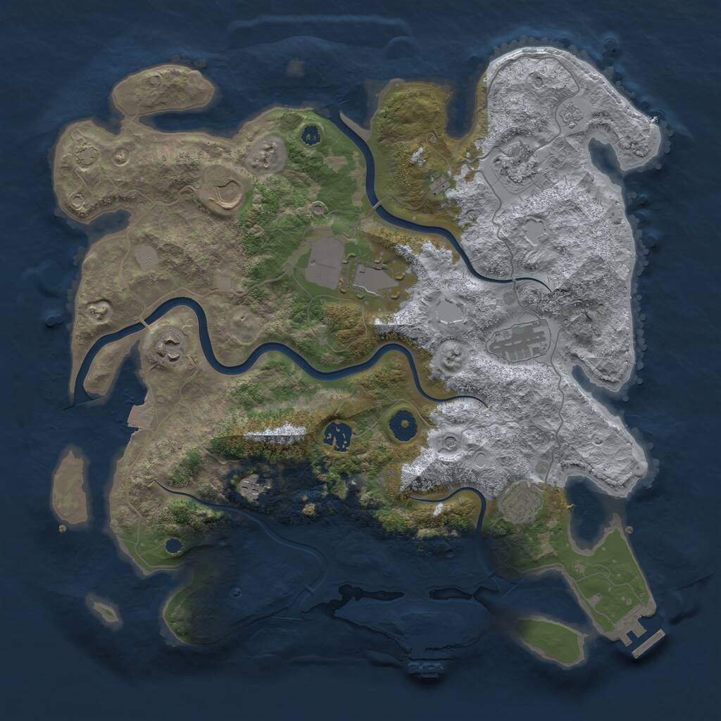 Rust Map: Procedural Map, Size: 3800, Seed: 6348031, 14 Monuments