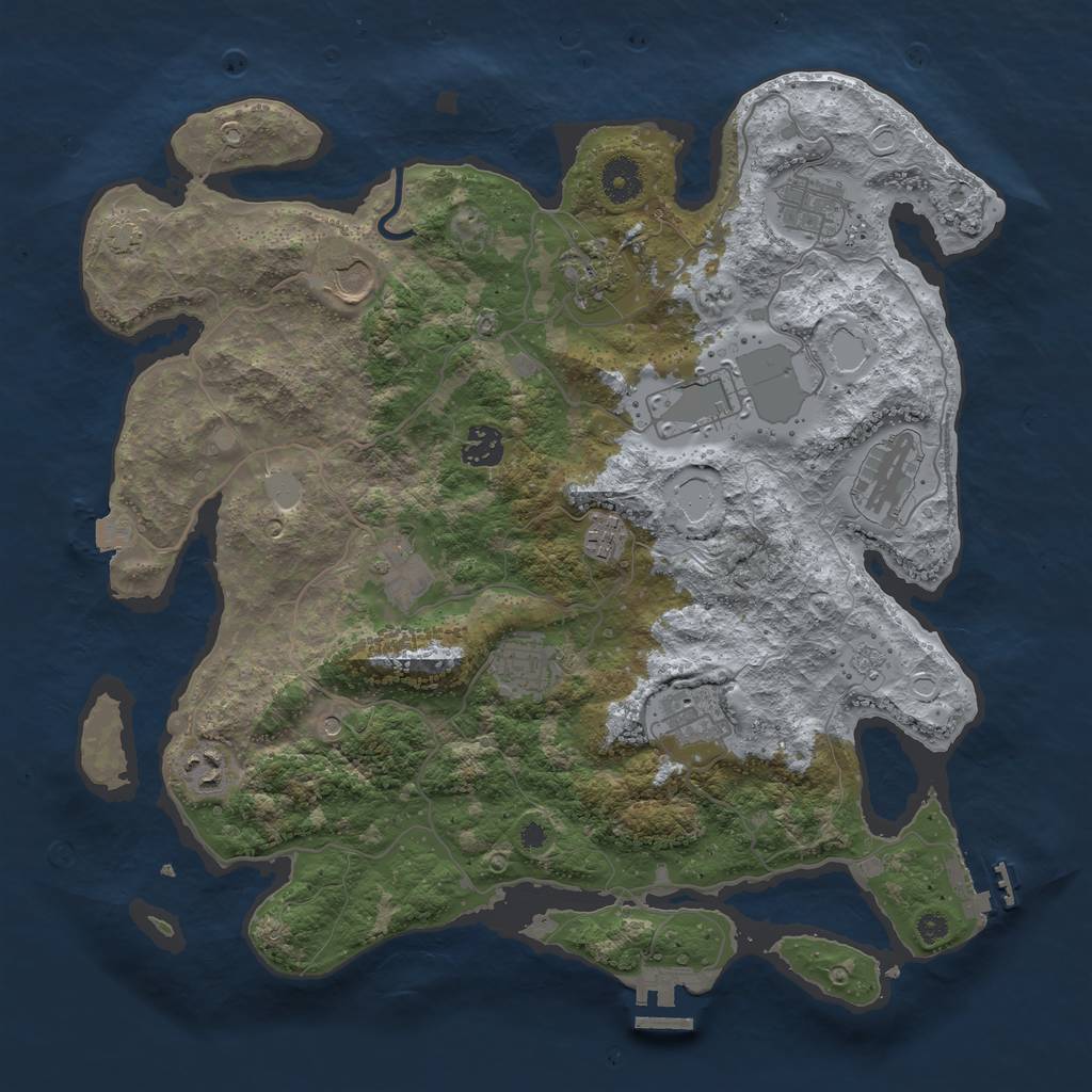 Rust Map: Procedural Map, Size: 3800, Seed: 6348031, 19 Monuments