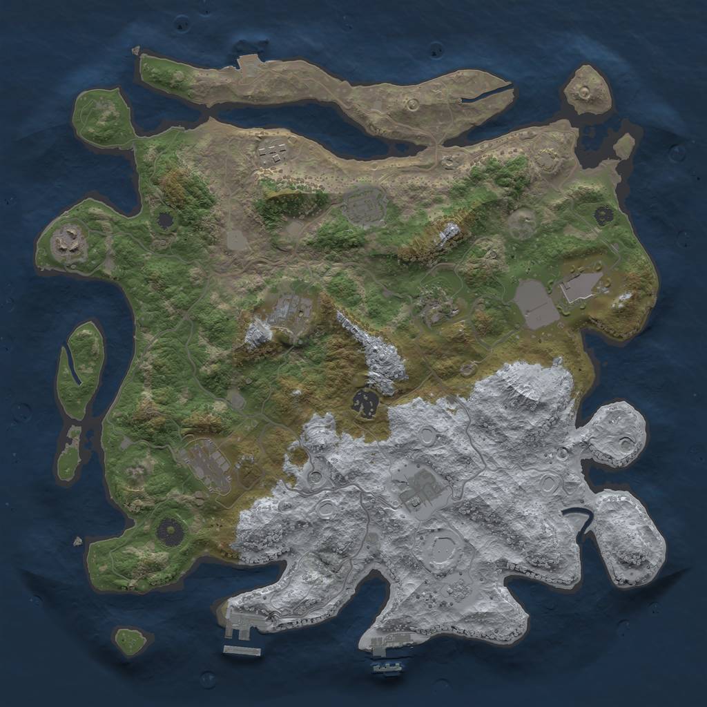 Rust Map: Procedural Map, Size: 3850, Seed: 935277181, 17 Monuments