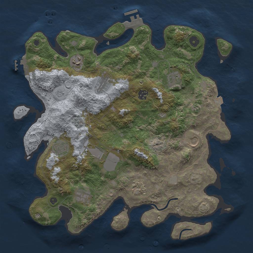 Rust Map: Procedural Map, Size: 3750, Seed: 492892, 18 Monuments